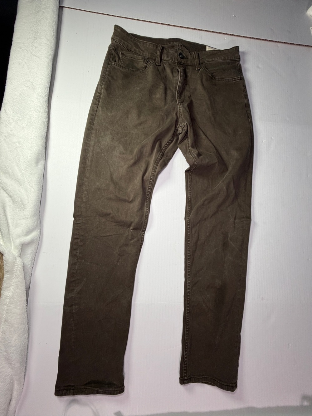 Distressed rag & bone Straight Jeans in Brown flawed discoloration